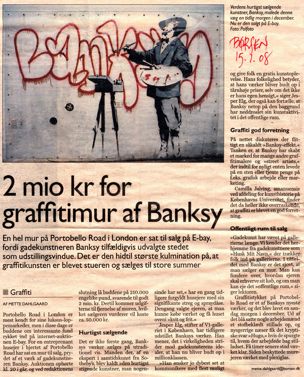 2 mio kr for graffitimur af Banksy